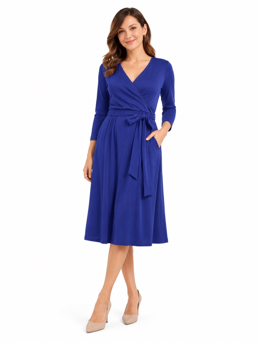 Talbots Wrap Midi Dress in Royal Blue